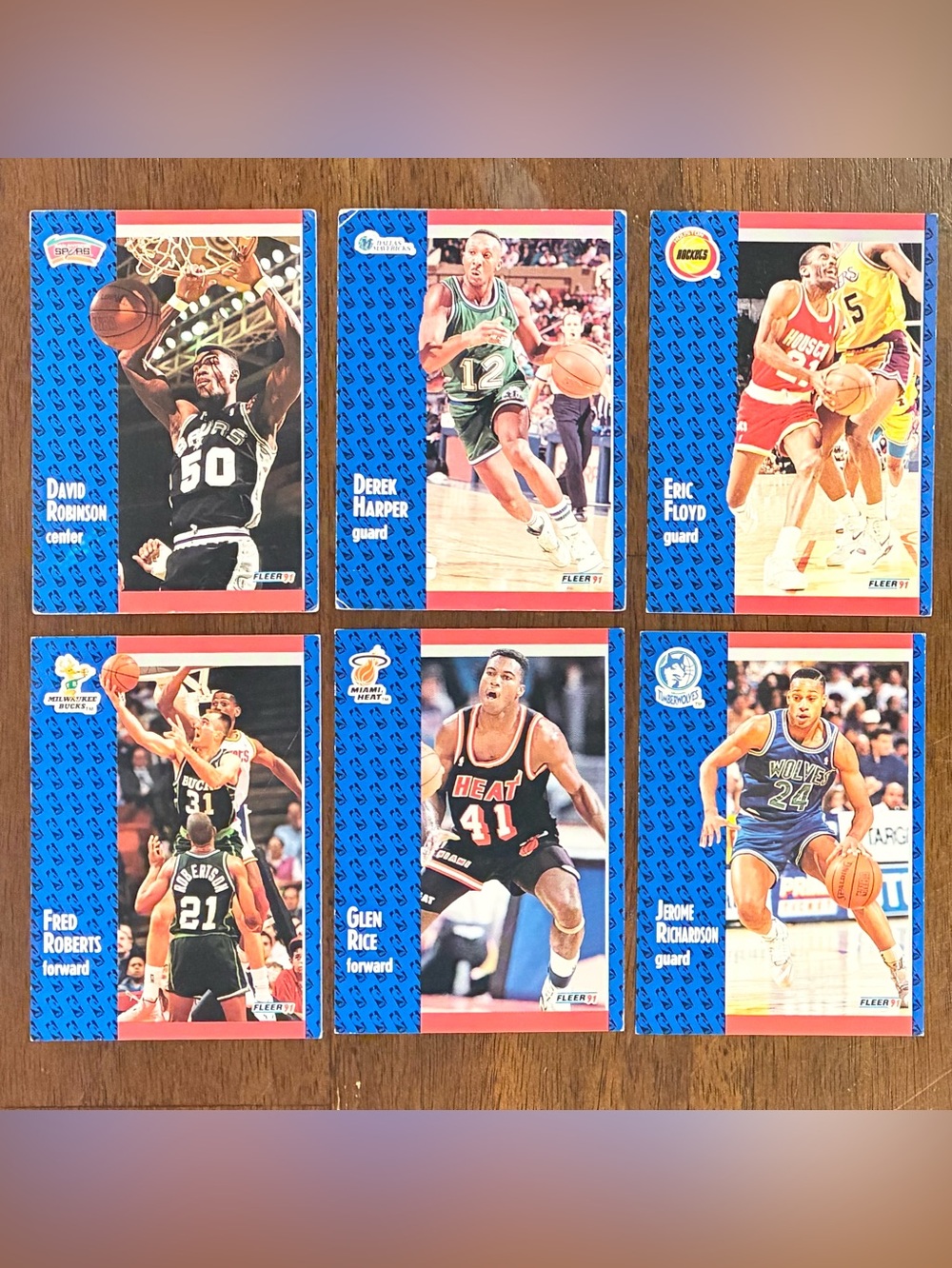 1991 Fleer Basketball Cards - Set of 6